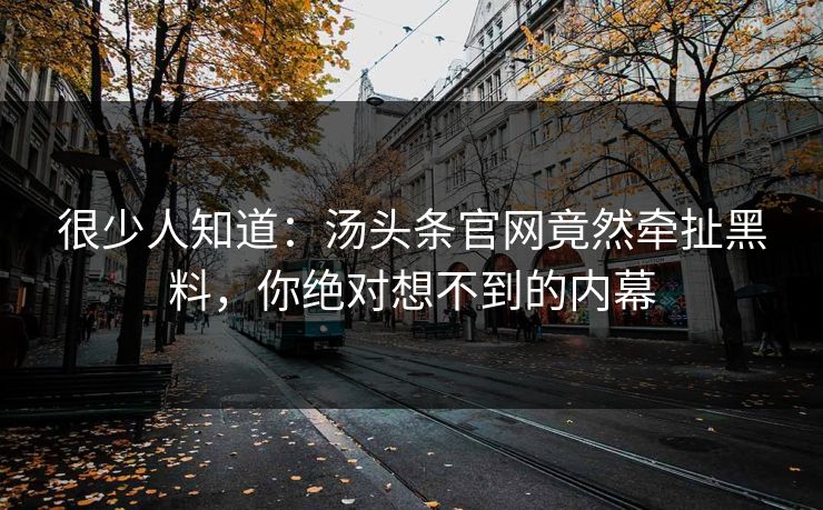 很少人知道：汤头条官网竟然牵扯黑料，你绝对想不到的内幕