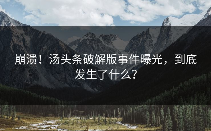 崩溃！汤头条破解版事件曝光，到底发生了什么？