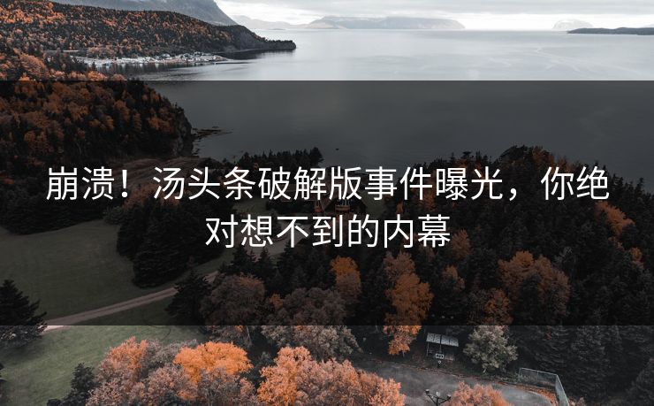 崩溃！汤头条破解版事件曝光，你绝对想不到的内幕