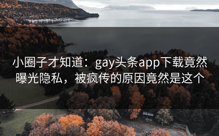 小圈子才知道：gay头条app下载竟然曝光隐私，被疯传的原因竟然是这个