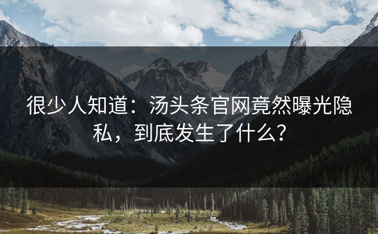 很少人知道：汤头条官网竟然曝光隐私，到底发生了什么？