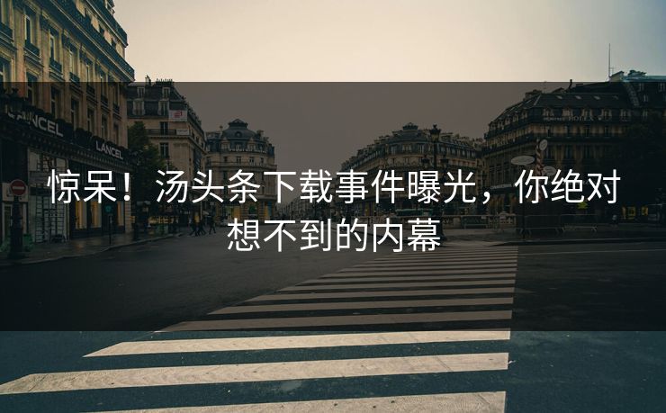 惊呆！汤头条下载事件曝光，你绝对想不到的内幕