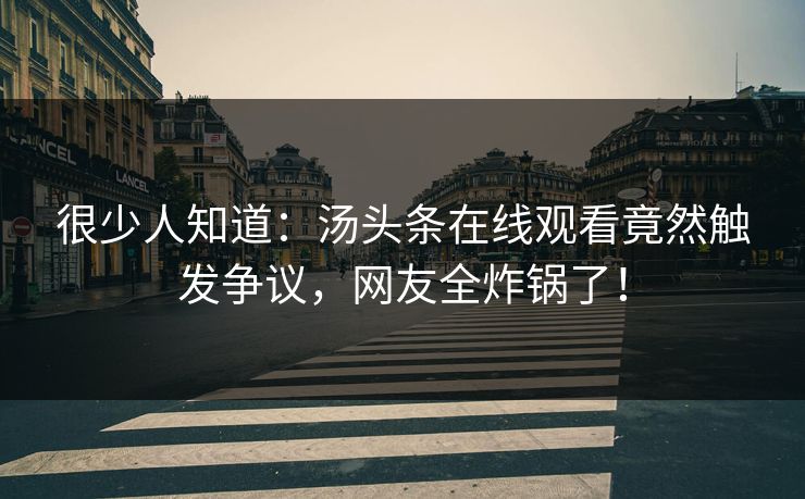 很少人知道：汤头条在线观看竟然触发争议，网友全炸锅了！