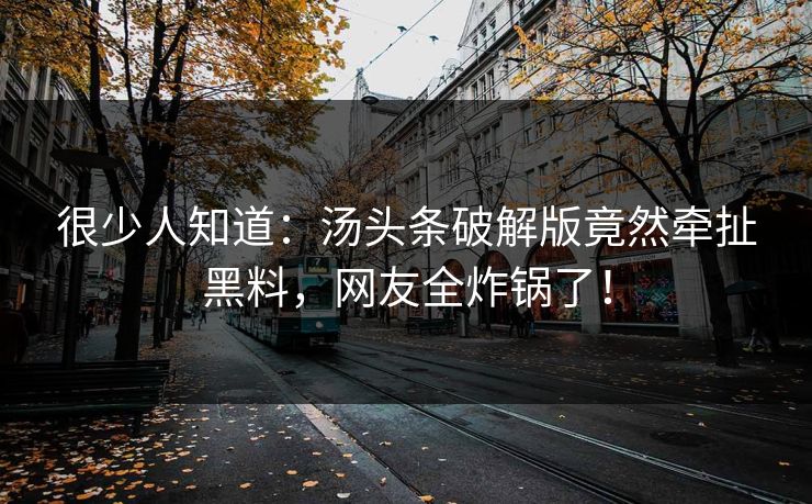 很少人知道：汤头条破解版竟然牵扯黑料，网友全炸锅了！
