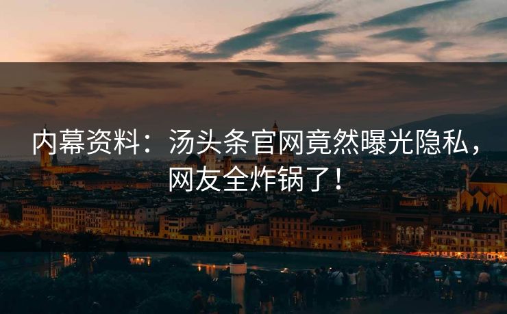内幕资料：汤头条官网竟然曝光隐私，网友全炸锅了！