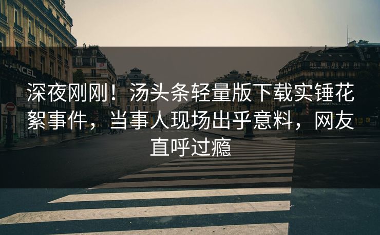 深夜刚刚！汤头条轻量版下载实锤花絮事件，当事人现场出乎意料，网友直呼过瘾