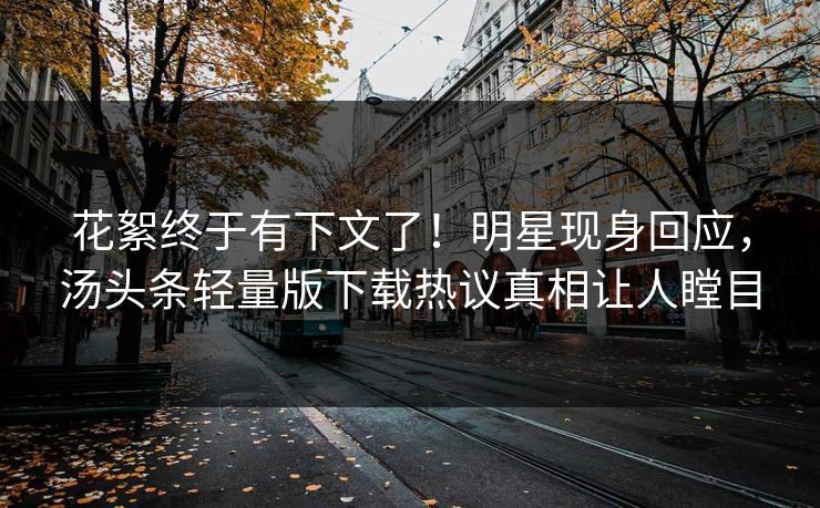 花絮终于有下文了！明星现身回应，汤头条轻量版下载热议真相让人瞠目