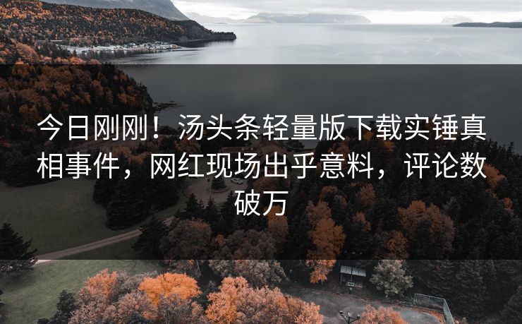 今日刚刚！汤头条轻量版下载实锤真相事件，网红现场出乎意料，评论数破万