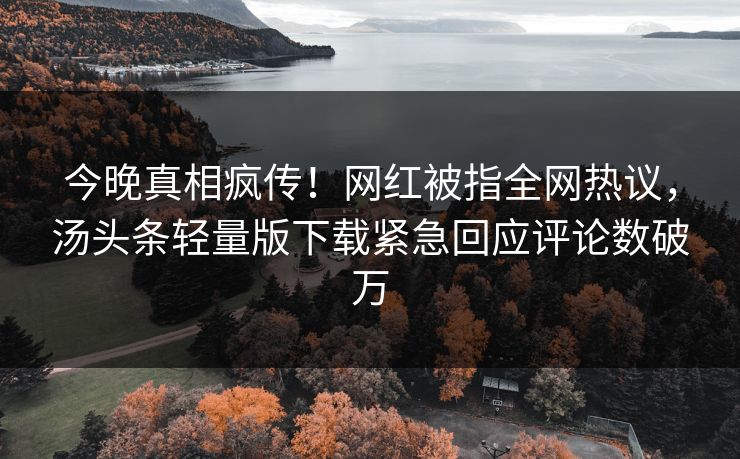 今晚真相疯传！网红被指全网热议，汤头条轻量版下载紧急回应评论数破万