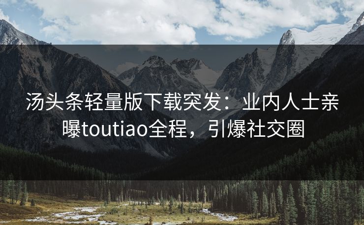 汤头条轻量版下载突发：业内人士亲曝toutiao全程，引爆社交圈