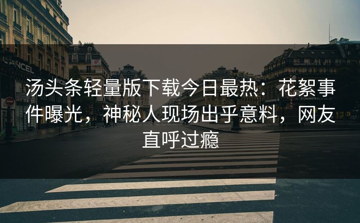汤头条轻量版下载今日最热：花絮事件曝光，神秘人现场出乎意料，网友直呼过瘾