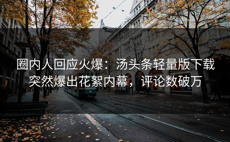 圈内人回应火爆：汤头条轻量版下载突然爆出花絮内幕，评论数破万