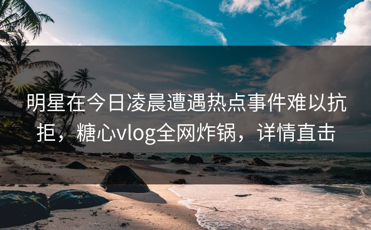 明星在今日凌晨遭遇热点事件难以抗拒，糖心vlog全网炸锅，详情直击